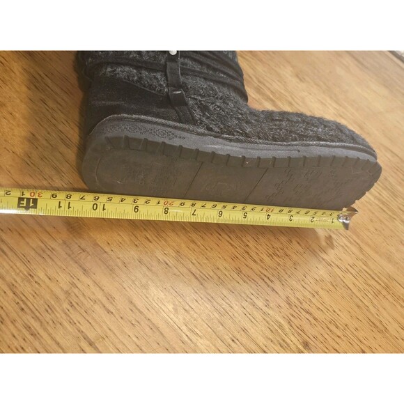 Muk Luks Boots Camila Women Size 9 Black Faux Fur Lined Knit Booties - Picture 7 of 11